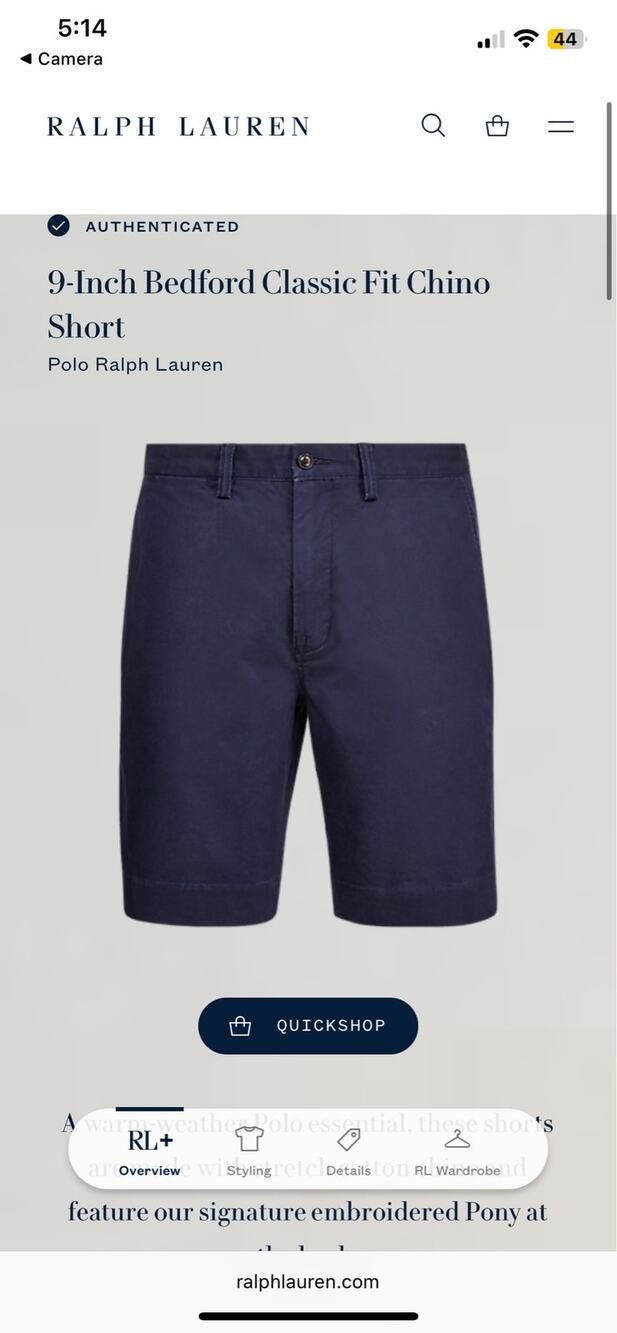 Polo Ralph Lauren 9 inch Bedford Classic Fit Chino Shorts 40 waist
